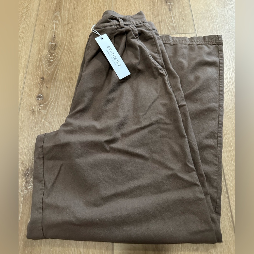 $208 NEW with tags!  Stateside Women's Linen Wide Leg Trousers - Twig - Small - Picture 9 of 10